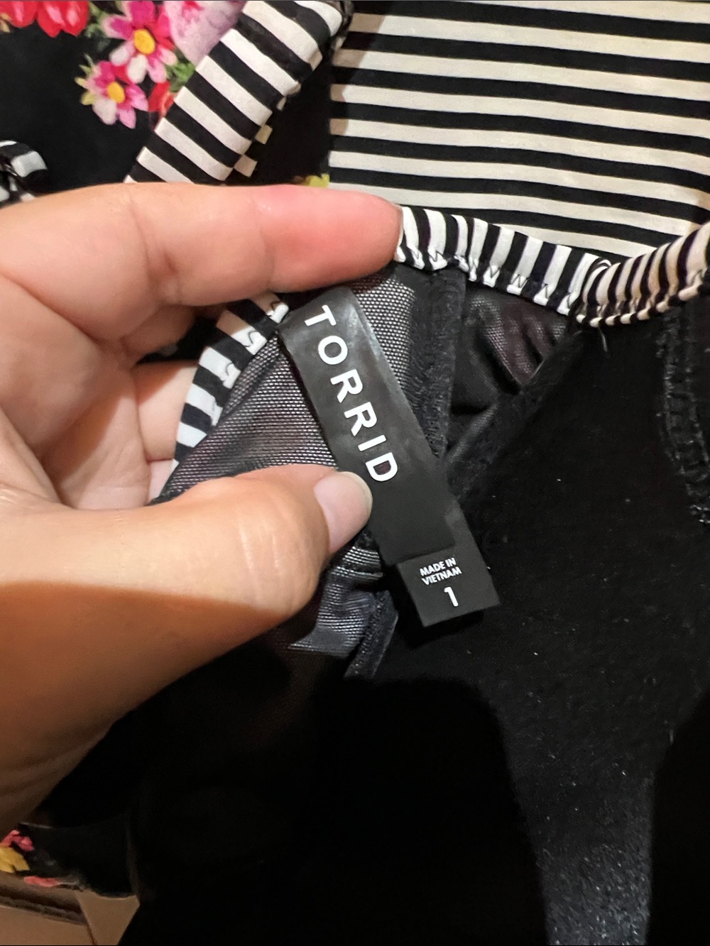 torrid Black Floral Underwire Bikini Top with Pink Accents - Picture 2 of 7